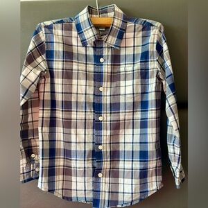 Janie and Jack Blue and White Plaid Button Up Shirt